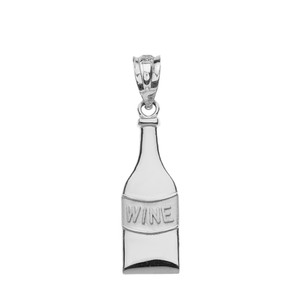 Solid White Gold Wine Bottle Pendant Necklace