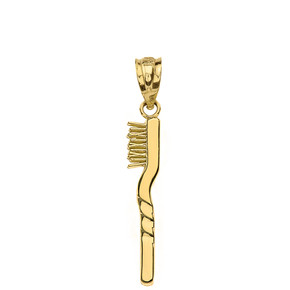 Solid Yellow Gold Toothbrush Pendant Necklace