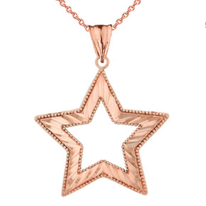 Chic Sparkle Cut Star Pendant Necklace in Rose Gold