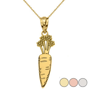 Carrot Vegetable Pendant Necklace in Gold (Yellow/Rose/White)