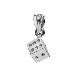 3D Playing Die Pendant Necklace in Sterling Silver