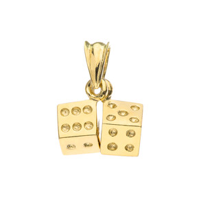 3D Playing Dice Pendant Necklace in Yellow Gold