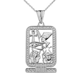 Ancient Egyptian Cartouche Pendant Necklace in Sterling Silver