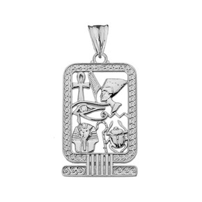 Ancient Egyptian Cartouche Pendant Necklace in Sterling Silver