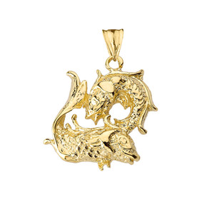 Pisces Pendant Necklace in Yellow Gold