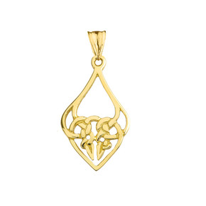 Designer Celtic Knot Statement Pendant Necklace in Yellow Gold