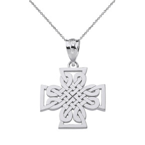 Sterling Silver Woven Celtic Cross Pendant Necklace