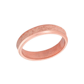 Rock Satin (4 MM) Wedding Band in Solid Rose Gold