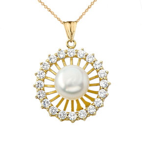 Gold Elegant Designer Pearl Pendant Necklace (Available in Yellow/Rose/White Gold)
