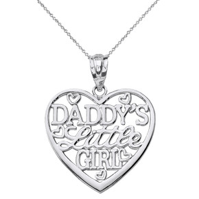 Sterling Silver Daddy's Little Girl Heart Pendant Necklace