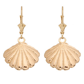 Yellow Gold Cockle Sea Shell Beach Earrings(Available in Yellow/Rose/White Gold)