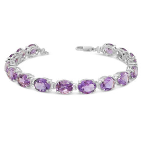 Oval Genuine Amethyst (9 x 7) Tennis Bracelet in White Gold