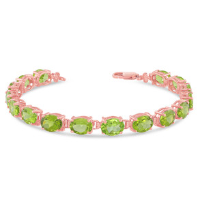 Oval Genuine Peridot (8 x 6) Tennis Bracelet in Rose Gold