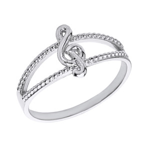 Sterling Silver Split Shank Textured Treble Clef Note Ring