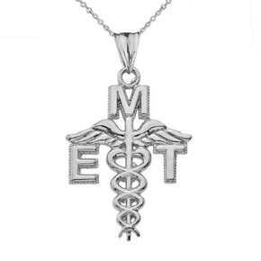 Caduceus EMT Pendant Necklace in Sterling Silver