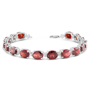 Oval Genuine Garnet (9 x 7) Tennis Bracelet in Sterling Silver