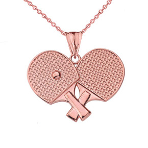 Ping Pong Rackets Pendant Necklace in Rose Gold