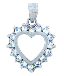 Elegant Heart Pendant in  Silver with Cubic Zirconias