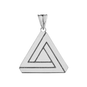 The Impossible (Penrose) Triangle Pendant Necklace in White Gold
