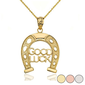 Lucky Charm Good Luck Horseshoe Pendant Necklace in Gold (Yellow/Rose/White)