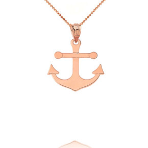 Dainty Sleek Anchor Pendant Necklace in Rose Gold