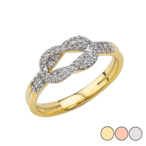 Cubic Zirconia Hercules Love Knot Ring in Gold (Yellow/Rose/White)