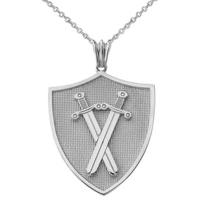 Protection Swords Shield in White Gold