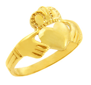 Claddagh Ring Solid Gold Traditional.  Available in 14k and 10k.