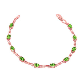 Peridot Gemstone Tennis Bracelet in Rose Gold