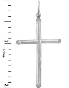 White Gold Crosses - Two Inch Gold Cross Pendant