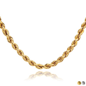 2.5mm 10K Hollow Gold Rope Chain Necklace (Available in Yellow Gold, White Gold)