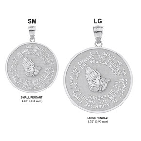 925 Sterling Silver Serenity Prayer Medallion Pendant small and large measurement 925 Sterling Silver Serenity Prayer Medallion Pendant small and large measurement