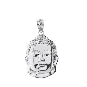 Sterling Silver Zen Buddha Head Pendant Necklace