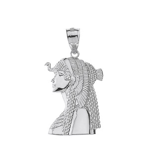 Sterling Silver Cleopatra Egyptian Queen Pendant Necklace