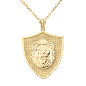 Gold Lions Shield Pendant Necklace(Available in Yellow/Rose/White) Gold Lions Shield Pendant Necklace(Available in Yellow/Rose/White)