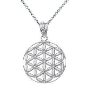 Sterling Silver Flower of Life Sacred Geometry Pendant Necklace