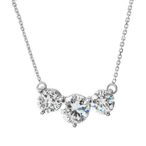 .925 Sterling Silver Three Stone Necklace