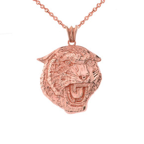 Bold Jaguar Statement Pendant Necklace in Rose Gold (Medium)