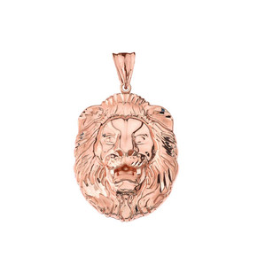 Bold Lion Statement Pendant Necklace in Rose Gold (Large)