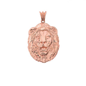 Bold Lion Statement Pendant Necklace in Rose Gold (Medium)