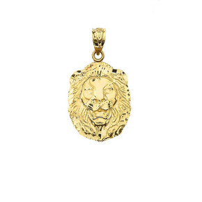 Bold Lion Statement Pendant Necklace (0.97") in Yellow Gold