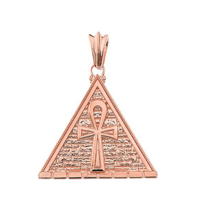 Bold Ankh Pyramid Pendant Necklace in Rose Gold