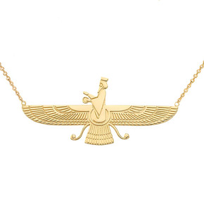 Faravahar Necklace in 14K Yellow Gold