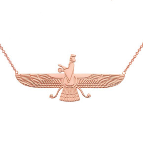 Faravahar Necklace in 14K Rose Gold