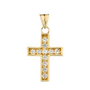 Dainty-Chic Diamond Cross Pendant Necklace in Gold (Yellow/Rose/White)