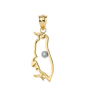 Yellow Gold Diamond Penguin Pendant