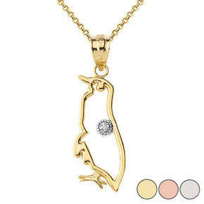 Gold Diamond Penguin Pendant Necklace