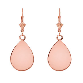 Solid 14K Yellow Gold Simple Tear Drop Leverback Earrings(Available in Yellow/Rose/White Gold)