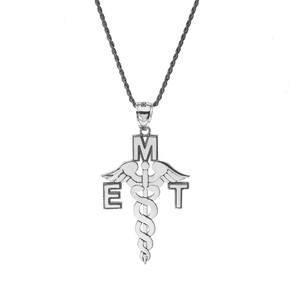 Vintage EMT Caduceus Pendant Necklace in Sterling Silver