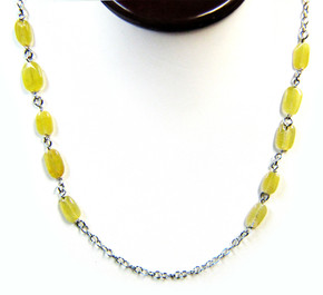 Gemstone Necklaces - Intrigue Peridot Quartz Long Necklace in Sterling Silver 46 Inch